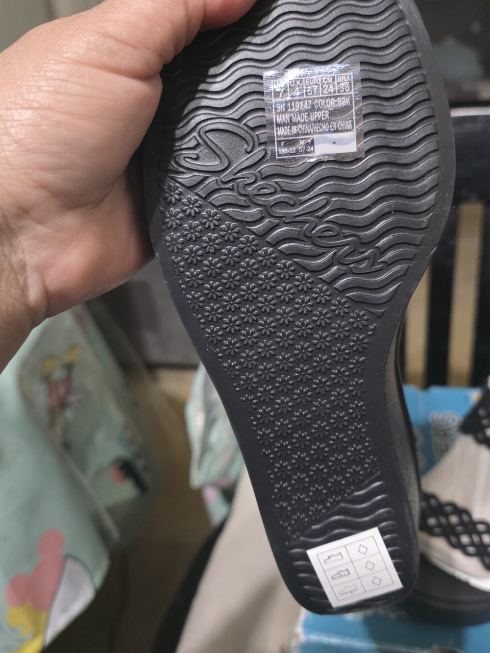 NWB Skechers Cali Black Sassy Dayz Comfort Wedges Size 7 - Picture 3 of 4